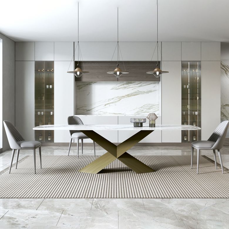 Luxurious 1/2/4/5/7 Pieces Rectangle Dining Set Sintered Stone Top Dinette Table Set