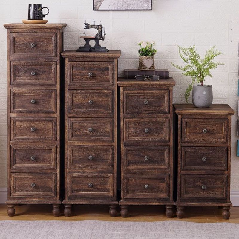 Nautical Solid Wood Storage Chest Bedroom Vertical Chest with Drawers