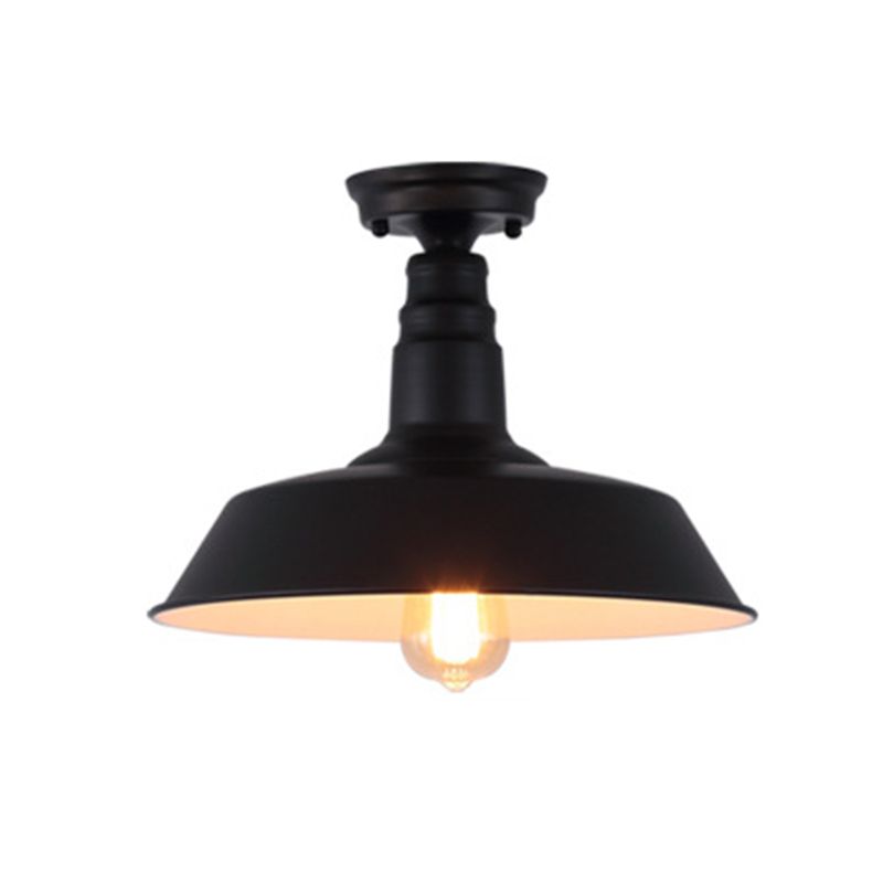 Plafonnier en fer de style industriel, 1 ampoule, plafonnier noir/marron
