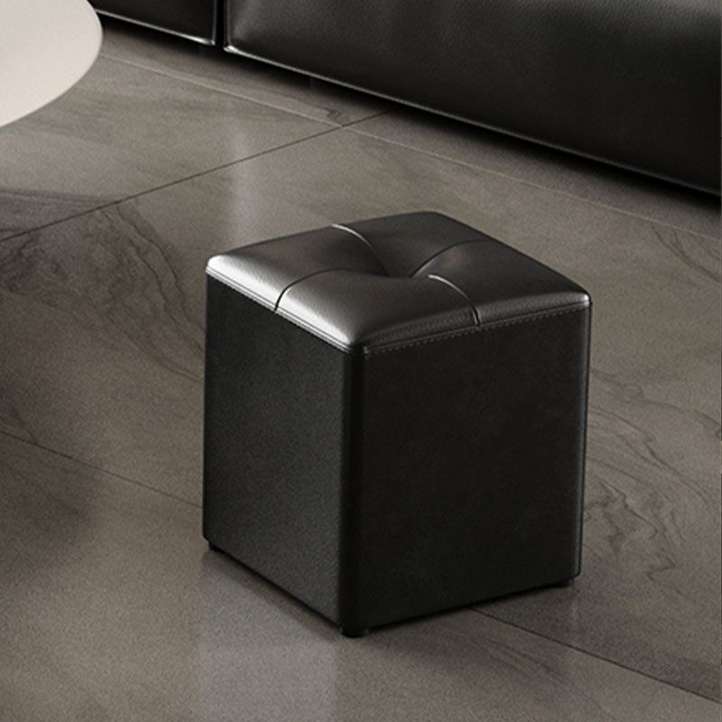 Glam Pouf Ottoman Genuine Leather Stain Resistant Upholstered Square Ottoman