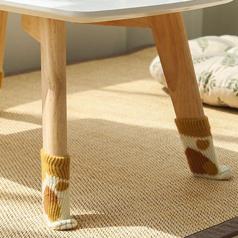 Solid Wood 4 Legs Coffee Table Modern 11.8" H Cocktail Table