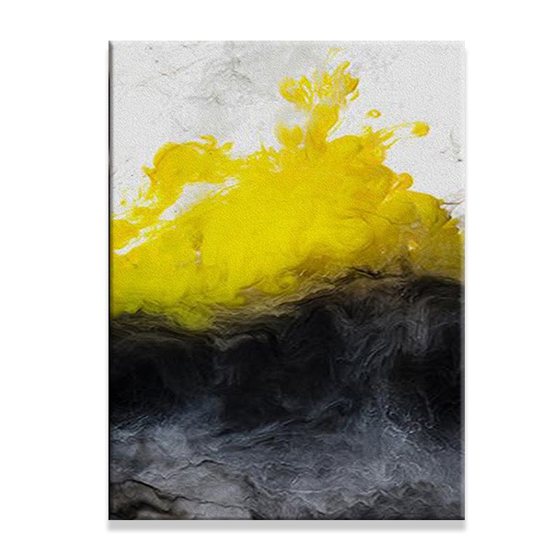 Simplicity Abstract Wall Art Decor Yellow and Black Dining Room Canvas, Textured