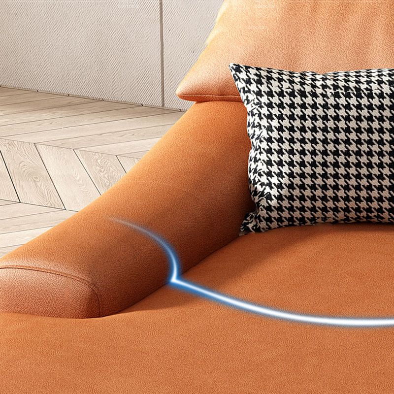 Modern Upholstered Chaise Lounge Leather Recessed Arms for Bedroom and Living Room