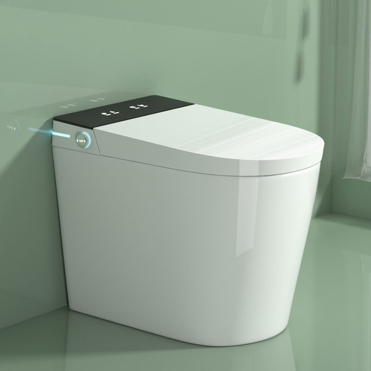 Modern Flush Toilet Heated Seat One-Piece Toilet with Slow Close Seat