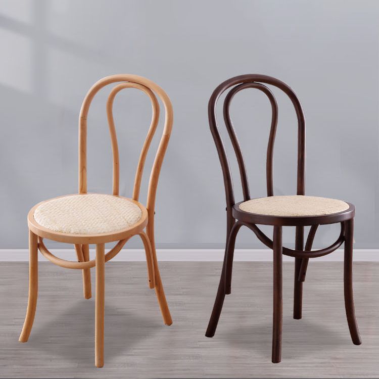 Silla tradicional de comedor de madera natural con respaldo Windsor de haya (juego de 2)