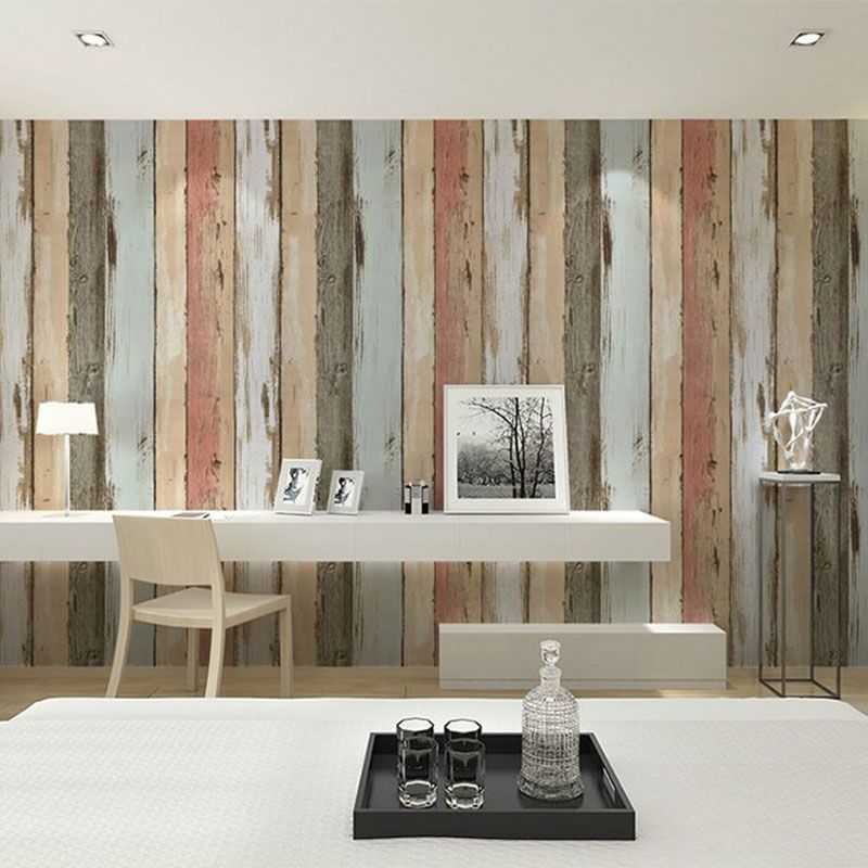 Retro Rustic Wood Wallpaper Non-Pasted Vinyl Wall Decor 33'L x 20.5"W