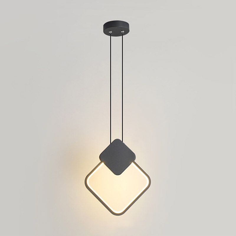 Moderne minimalistische LED -hanglampje Smeedijzeren geometrische hanglamp met acrylschaduw