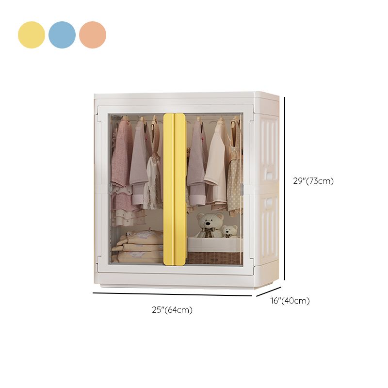 Plastic Storage Cabinet with Garment Rod Contemporary Hinged Door Cabinet