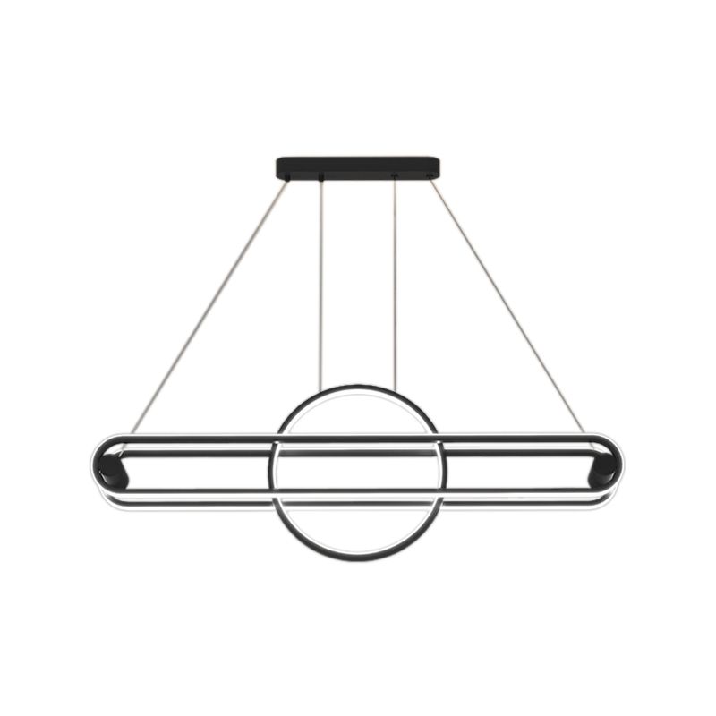 Iron Linear Pendant Ceiling Light Post Modern Kitchen Island Fixture in Black / Gold