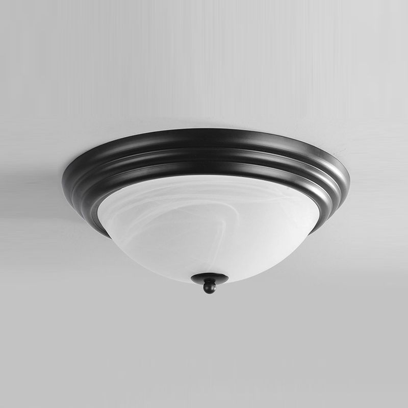 Traditional Bowl Flush Ceiling Light Glass Flush Mount Lighting in Black