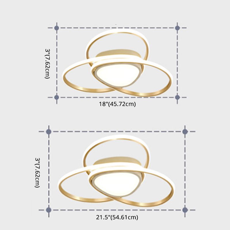 Gold Geometrical Ceiling Light Fixture Simple Style LED Metal Ceiling Flush Mount Light