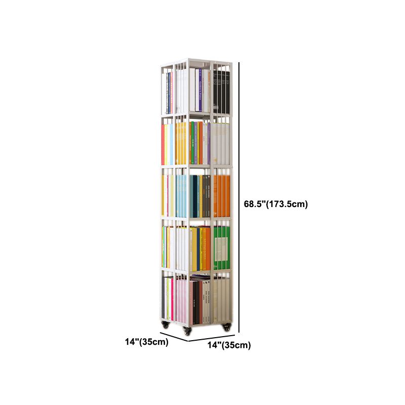 Modern Metal Bookshelf Pure White Standard Vertical Closed Back Bookcase