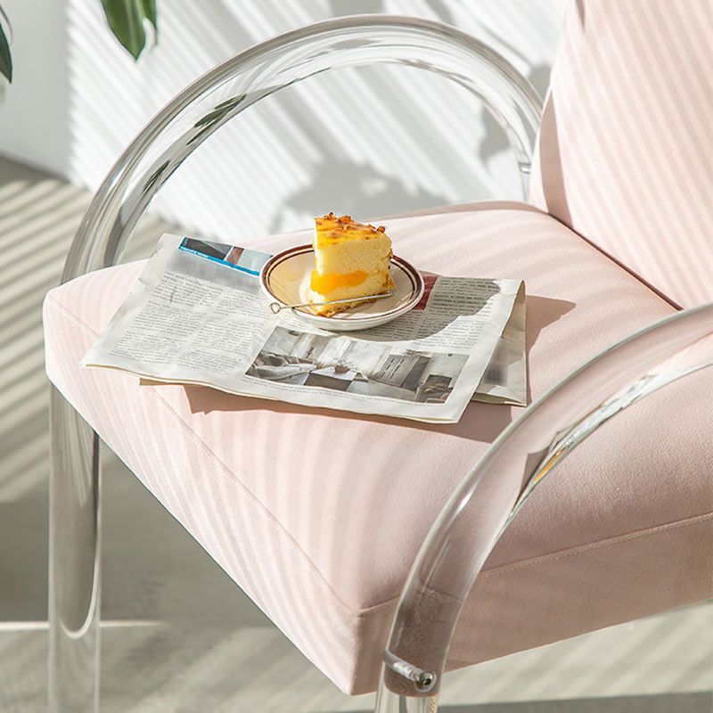 Velvet Matte Finish Dining Chair Designer Style Home Solid Back Arm Chair