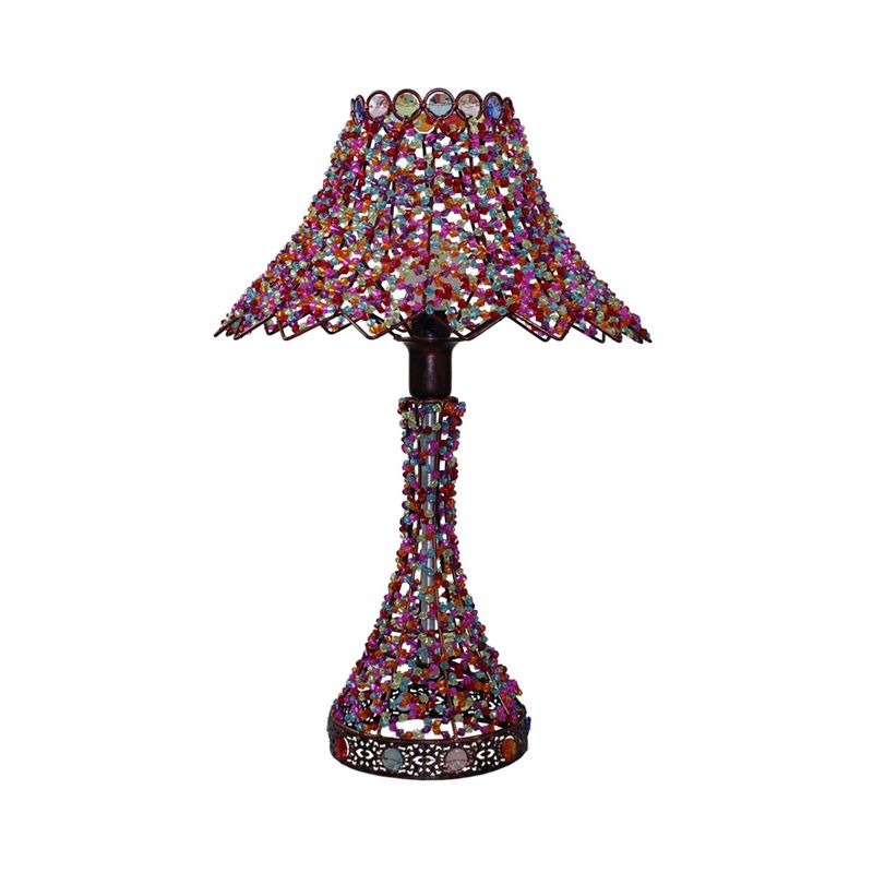 11 "/11.5" W DOME/Bell Metal Table Luz Antigua 1 Bulbo de la sala de estar Iluminación en púrpura