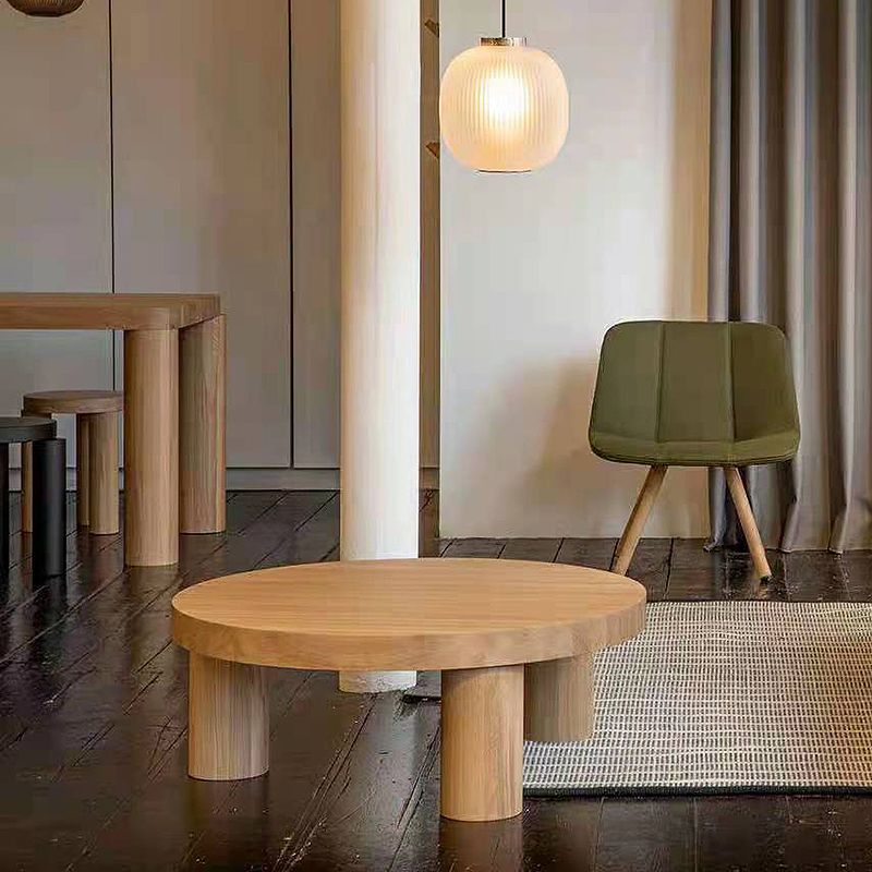 Scandinavian Wooden Round Coffee Cocktail Table 3 Legs Coffee Table