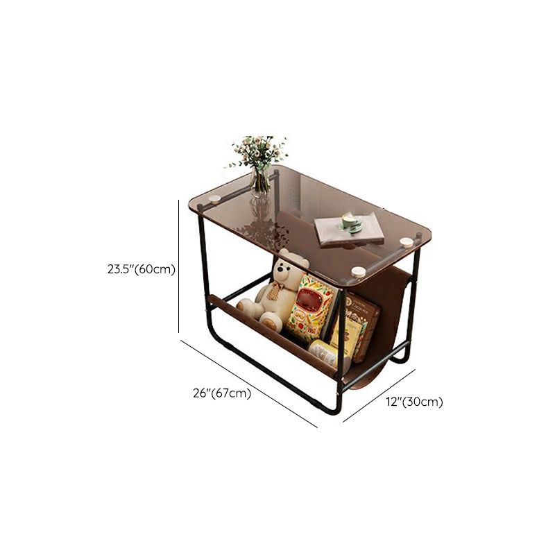 Modernistic Storage End Slide Table for Living Room with Metal Base