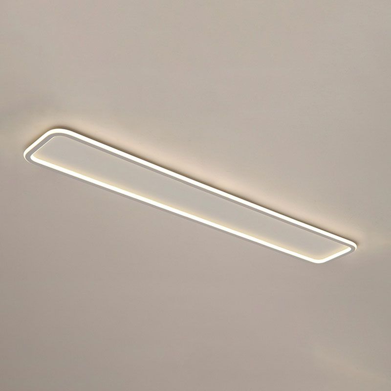 White Metal Ceiling Light Linear Shape Flush Mount with Silicone Shade for Living Room