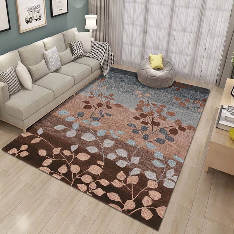 Formal Plant Printed Rug Multi Colored Polyster Indoor Rug Non-Slip Pet Friendly Washable Area Carpet for Parlor