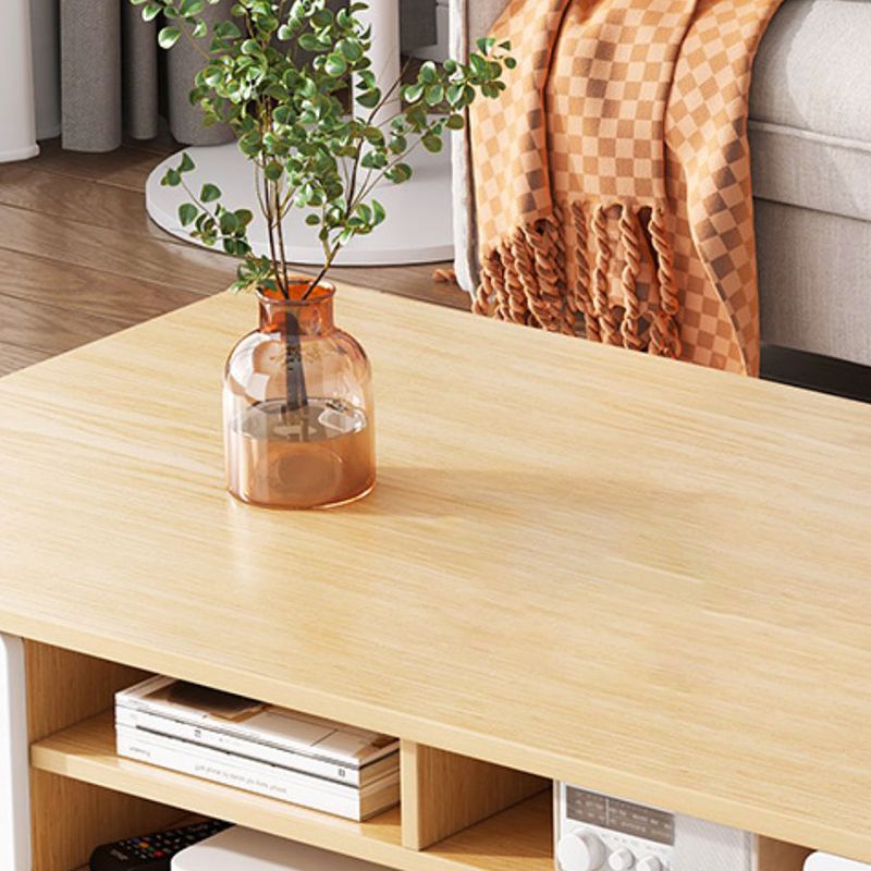 Rectangle Wooden Coffee Table 16.53"H 4 Legs Cocktail Table with Storage