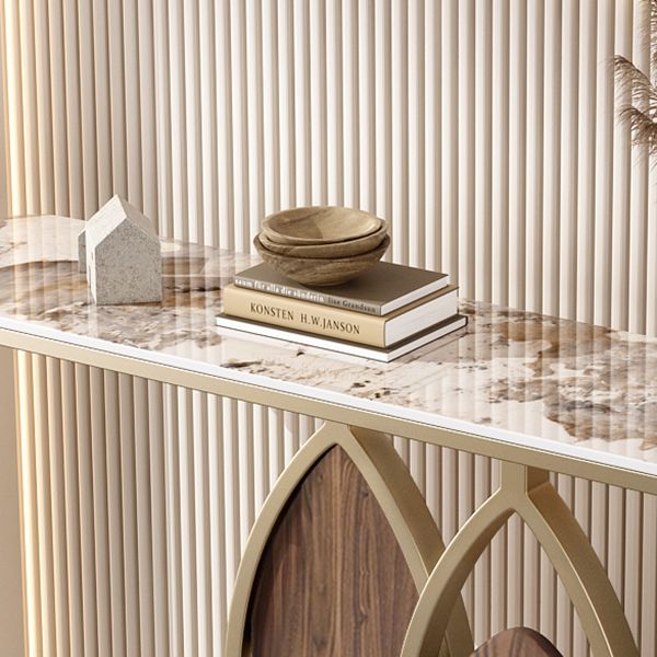 Abstract Base Console Table 31.5" Tall Stone Glam Accent Table with 1 Shelf