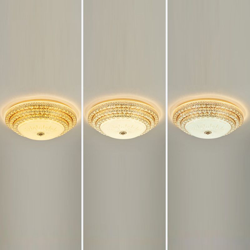 Gouden ronde kristallen LED-inbouw in moderne luxe stijl metalen plafondlamp voor woonkamer