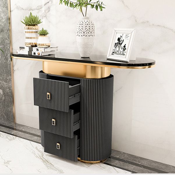 Glam Stone Console Table Scratch Resistant Console Sofa Table for Hall