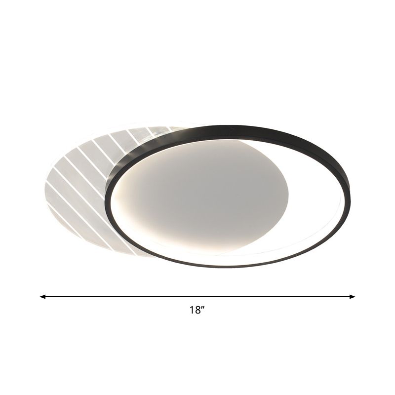 Black Dual-Square/Round Flushmount Modern LED Acrylic Close to Ceiling Light in Warm/White/3 Color Light