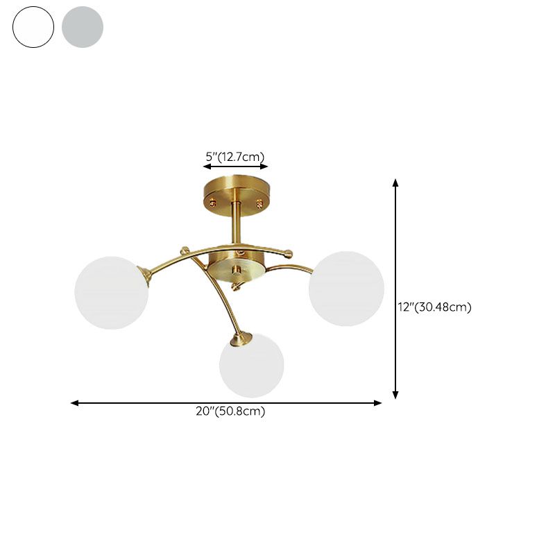 Nordic Style Copper Ceiling Light Ball Shape Ceiling Lamp for Bedroom