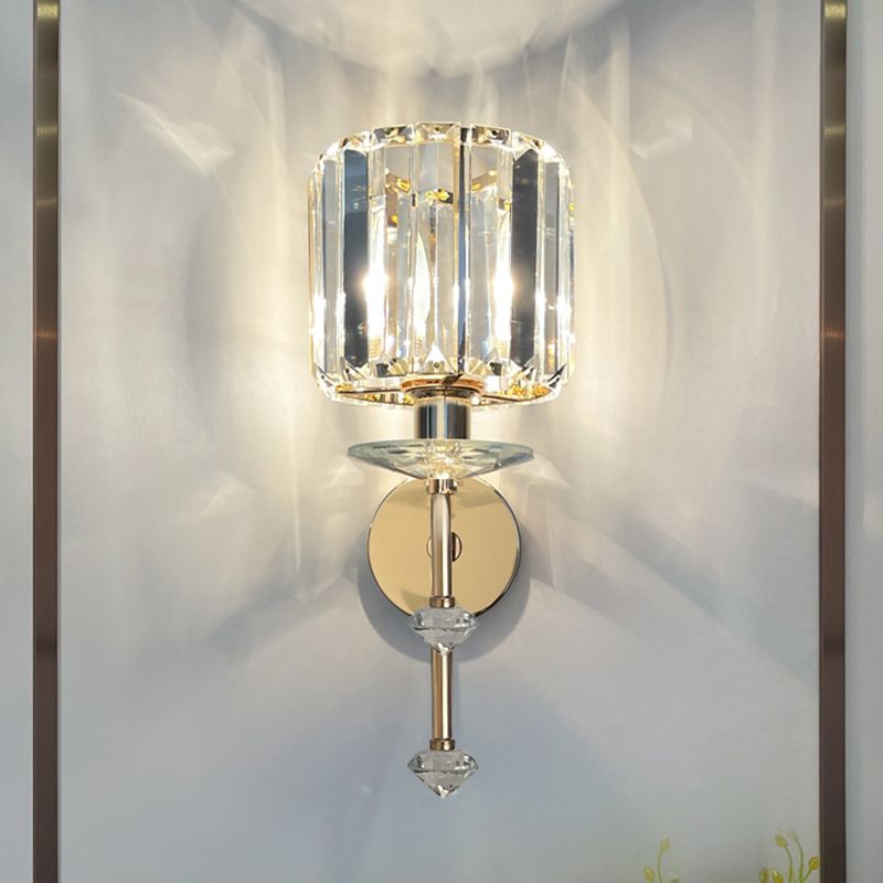 Cylinder/Cone Crystal Sconce Light Postmodern Wall Mounted Light Fixture