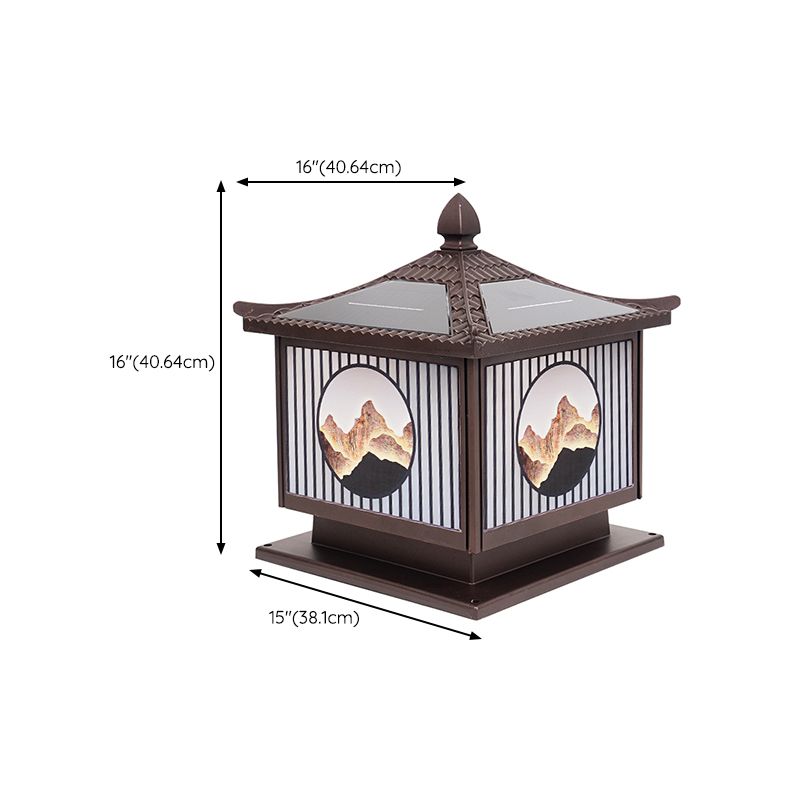 Modern Metallic Pillar Lamp Minimalist LED Solar Lighting Fixture for Garden