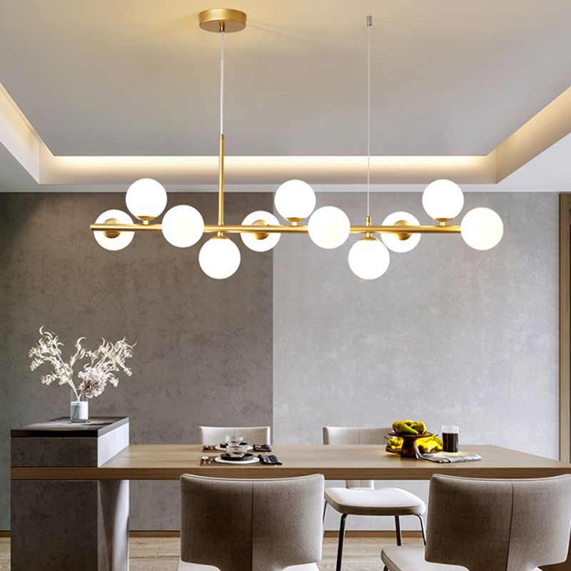 Lustres de lustre simple luminaires d'éclairage de pendentif multi-tête avec teinte en verre pour salle à manger