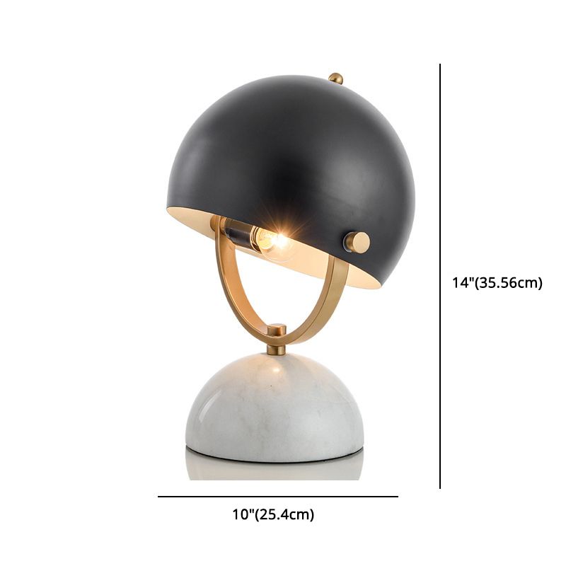 Hemispherical Bedside Table Lighting Metal 1 Bulb Postmodern Nightstand Light in Black