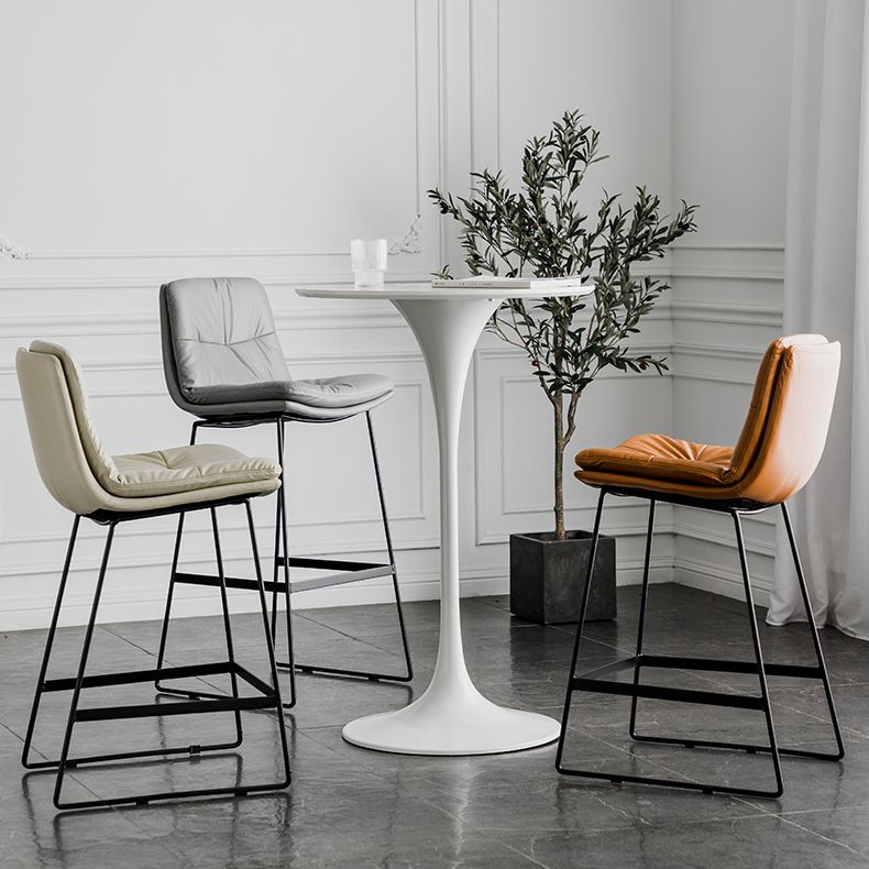 Scandinavian Low Back Home Stool Matte Finish Upholstered Barstool