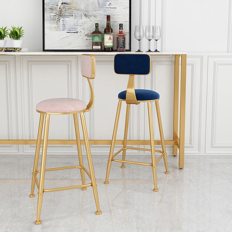 Glam Low Back Living Room Stool Matte Finish Velvet Counter Stool