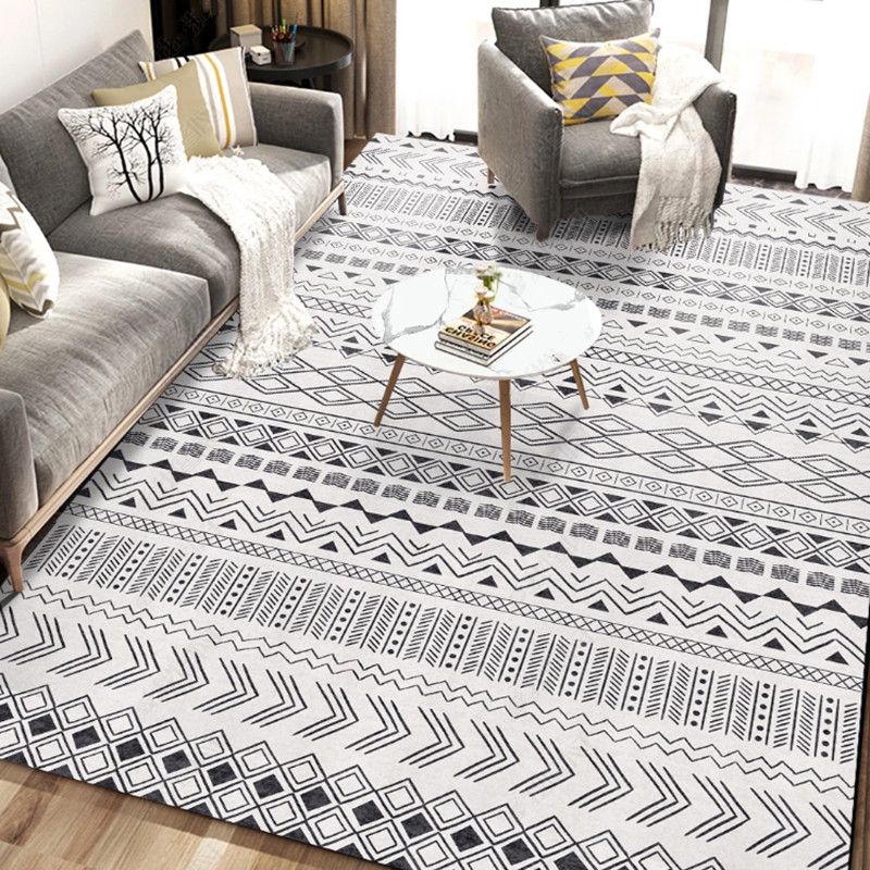 Casual Multi-Color Tribal Rug Cotton Blend Geometric Pattern Area Carpet Anti-Slip Machine Washable Indoor Rug for Room