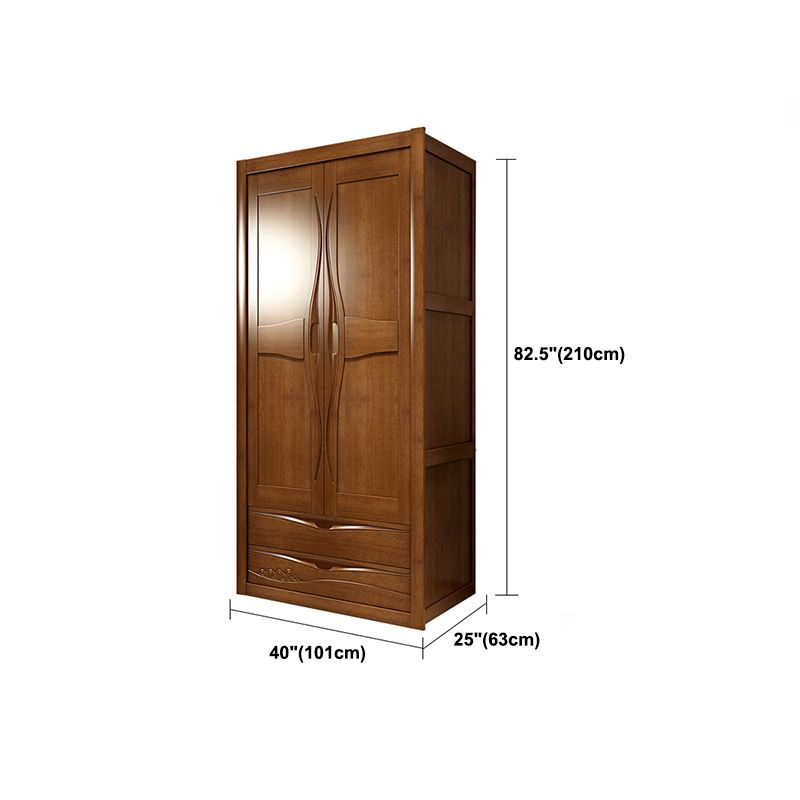 Traditional Wardrobe Armoire Solid Wood Wardrobe Closet with Shelves