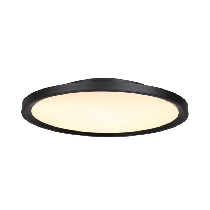 Modernist LED Flush Mount Lighting with Metal Shade White/Black Ring Close to Ceiling Lamp Fixture with Acrylic Diffuser in White/Warm Light, 16"/19.5" Dia
