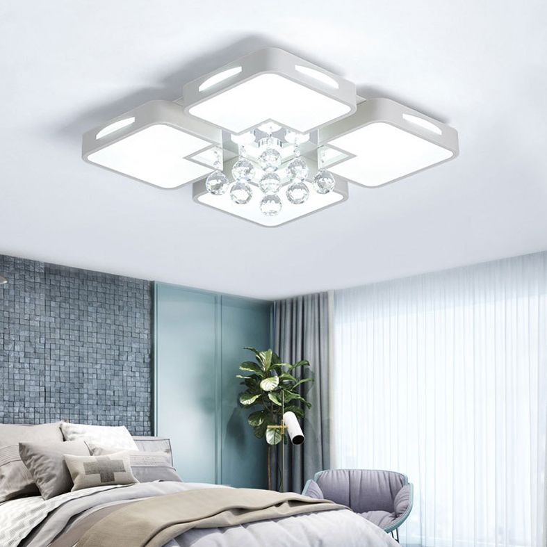 Geometría blanca LED semiincrustado estilo moderno y de lujo lámpara de techo interior de cristal, con pantalla de acrílico