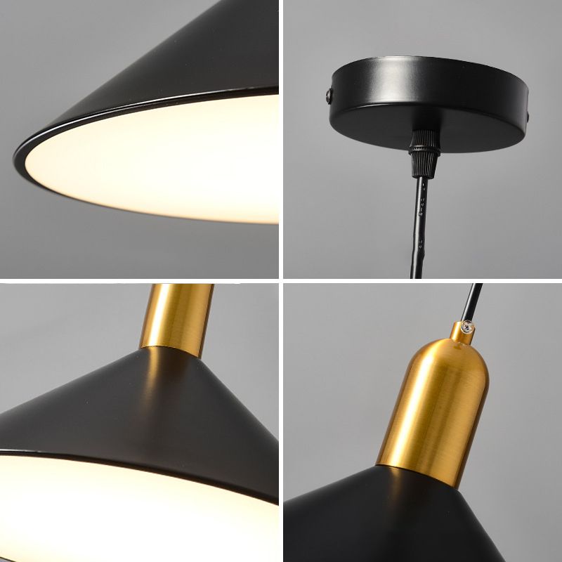 Lampada a sospensione di ferro elettroplate in stile moderno in stile creativo conico a sospensione interno