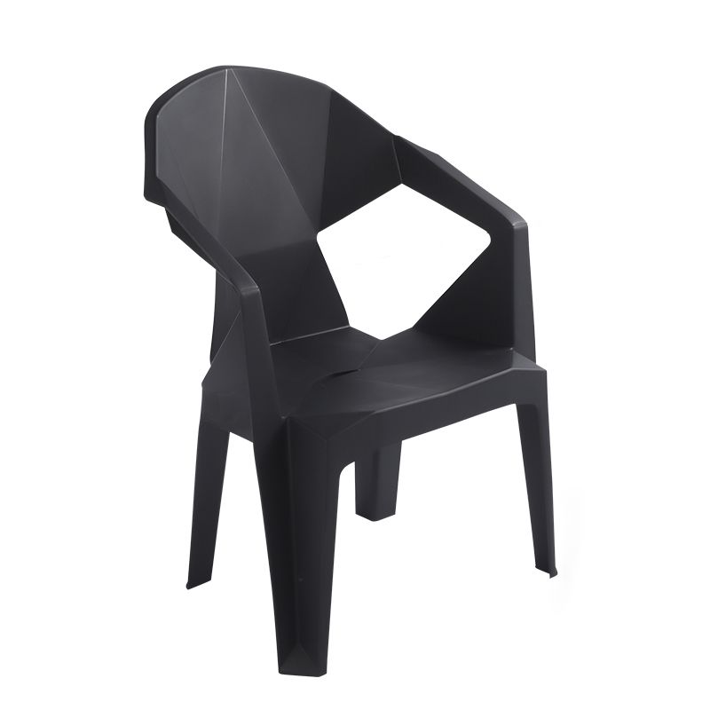 Contemporary Style Stacking Dining Chair Slat Back Plastic Dining Arm Chairs