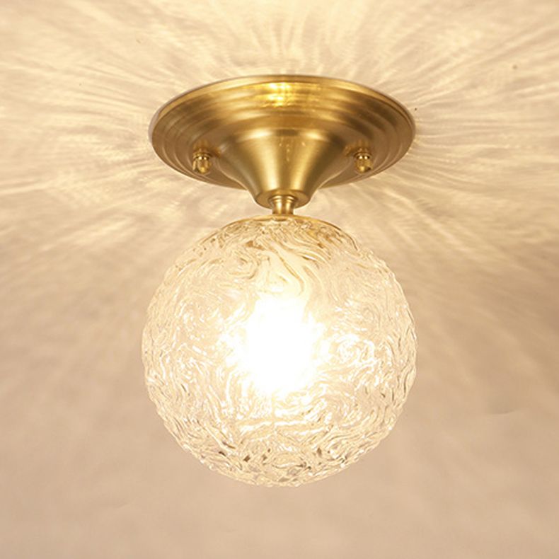 Spherical Glass Semi Flush Ceiling Light Nordic Style Gold Semi Mount Lighting