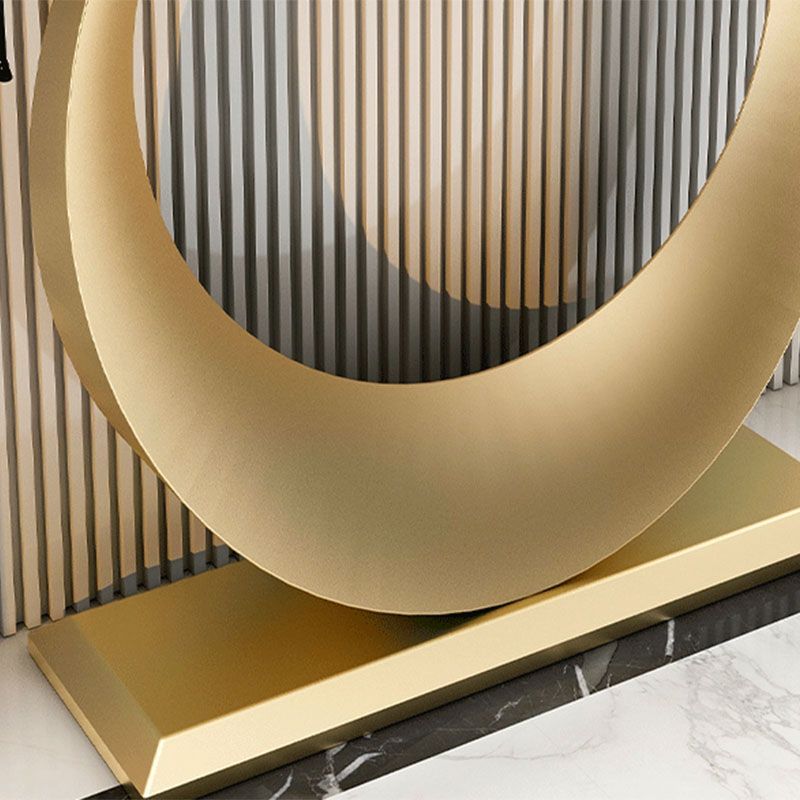 Modern Iron Console Sofa Table Stone Half Moon Console Accent Table for Hall