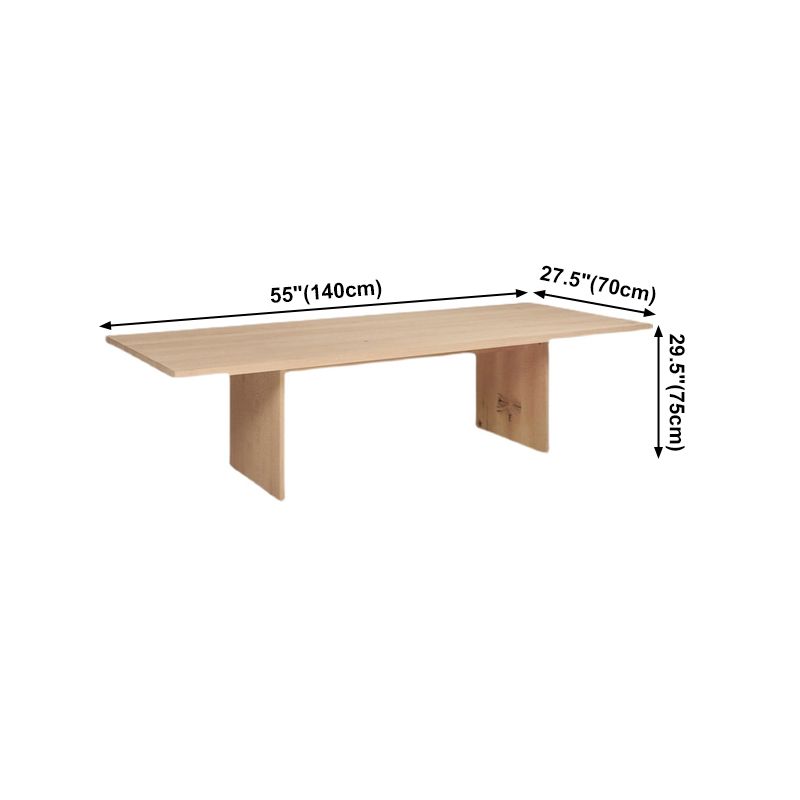 Solid Wood Brown Dining Table Simplicity Double Pedestal Table for Dining Room