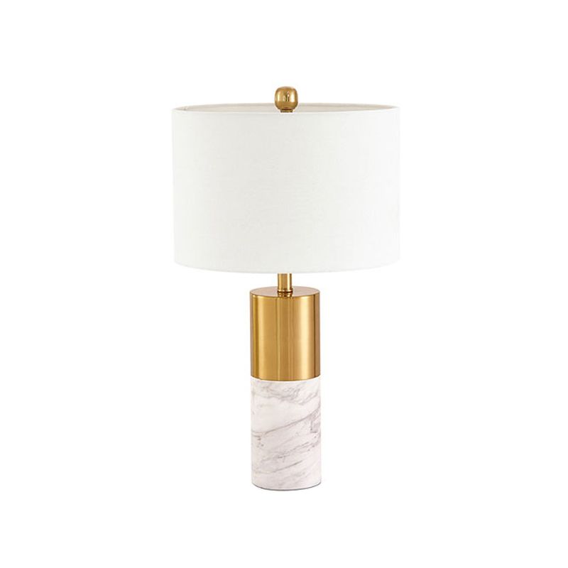 Lampada da notte con paralume dritto Lampada da tavolo moderna in tessuto a 1 testa Nero/Grigio/Bianco per camera da letto, 12,5"/15" W