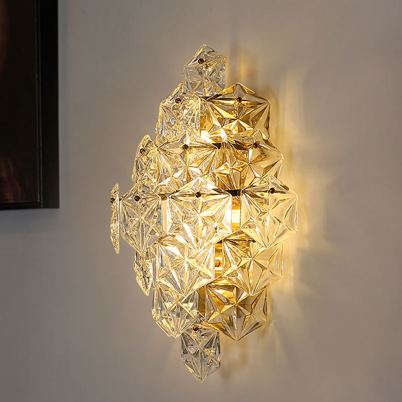 Modern Style Diamond Wall Light Crystal 4 Light Sconces for Bedroom
