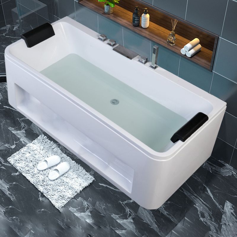 Freestanding Rectangular Bathtub Modern Acrylic Center-Front Drain Placement Tub