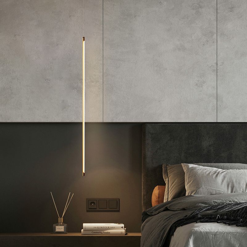 Modern Round Tube LED Pendant Light Long Line Lamps for Bedroom Dinning Room