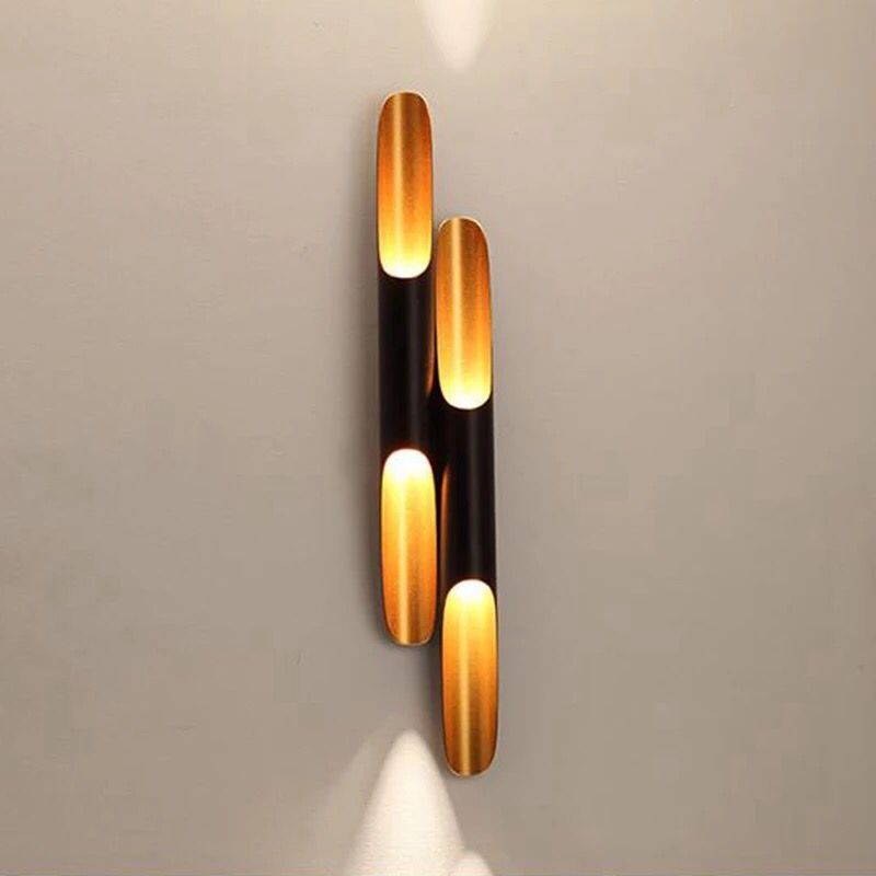 Slaapkamer Postmoderne muur SCONCE Metalen zwart-gouden wand gemonteerd verlichtingsarmatuur