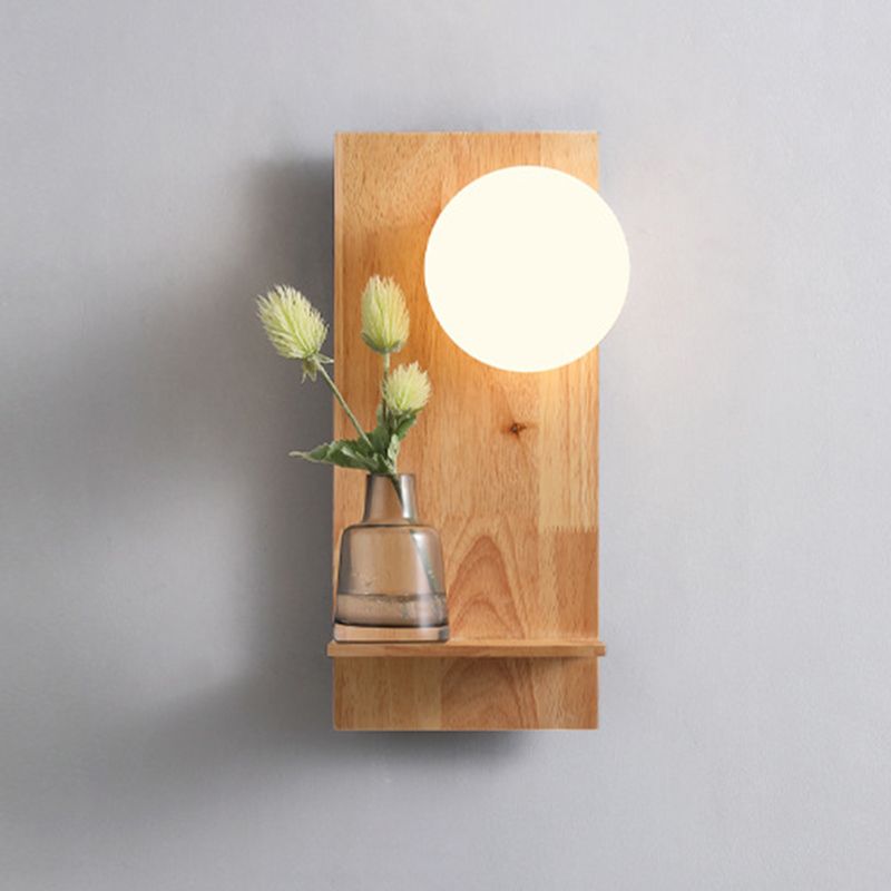 Wood Ball Sconce Light Modern 1 Light Wall Light Fixture in Brown(Decoration not Included)