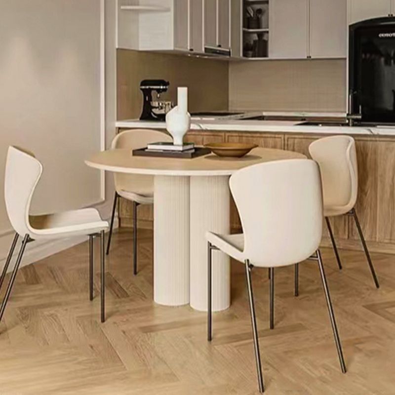 Modern Style Coffee Table with Abstract Base Design Round Wooden Table